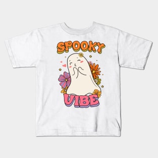 Spooky Vibe Groovy Retro Halloween Kids T-Shirt